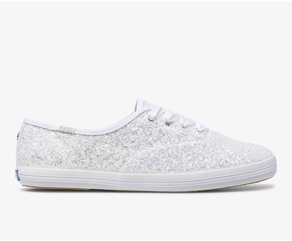 Keds Sneaker Damen Weiß - Kate Spade New York Champion Glitter - NCY-584921